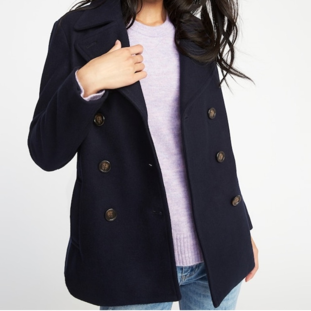 Navy Wool Blend Coat- Sm